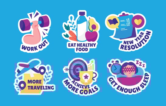 New Year Resolution Sticker Set vector