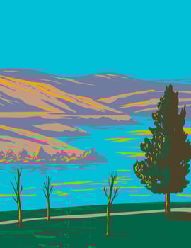East Canyon State Park and the Reservoir in Salt Lake City in Morgan County Utah USA WPA Poster Art vector