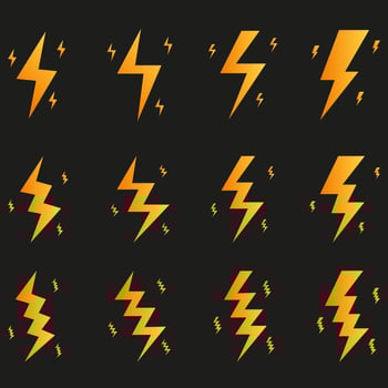 thunder icon image in black background vector