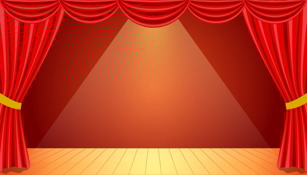 drama theater stage in glamor red design, copy space vector