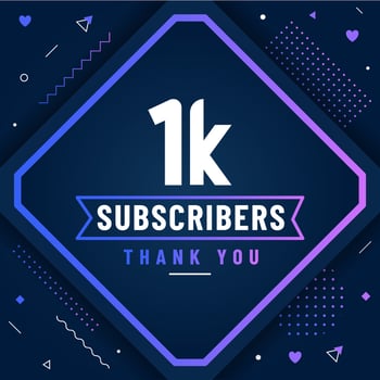 Thank you 1K subscribers, 1000 subscribers celebration modern colorful design. vector