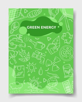 green energy concept with doodle style for template of banners, flyer, books, and magazine cover vector