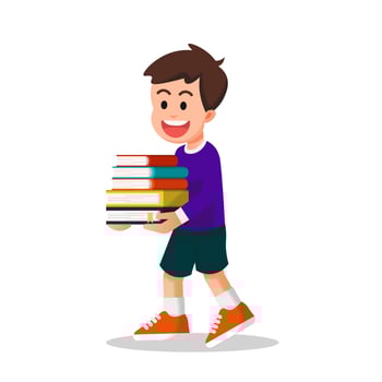 Cute boy with long sleeves carrying some books vector