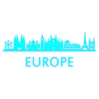 Europe skyline on white background vector