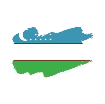 Uzbekistan Flag With Watercolor Painted Brush vector