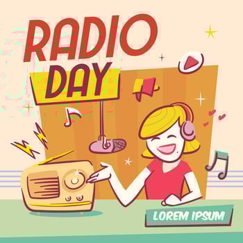 Retro Style of Radio Day with Female Announcer vector