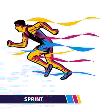vector illustration running man doing sprint with color motion vector artwork