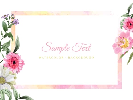 beautiful flower and leaves watercolor background vector
