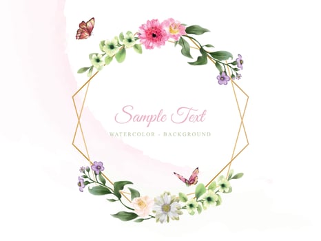 beautiful flower and leaves watercolor background vector