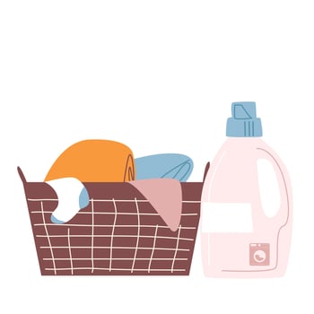 Laundry basket with dirty laundry vector