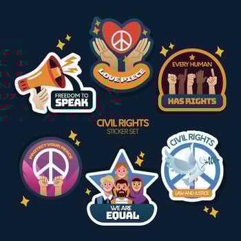 Civil Rights Sticker Set vector