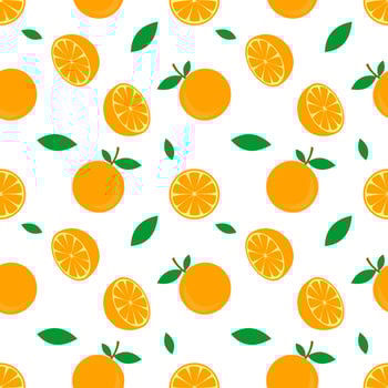 seamless pattern vector illustration of orange fruit and green leaf design. white background. design for wallpaper,backdrop and print on fabric. modern templates