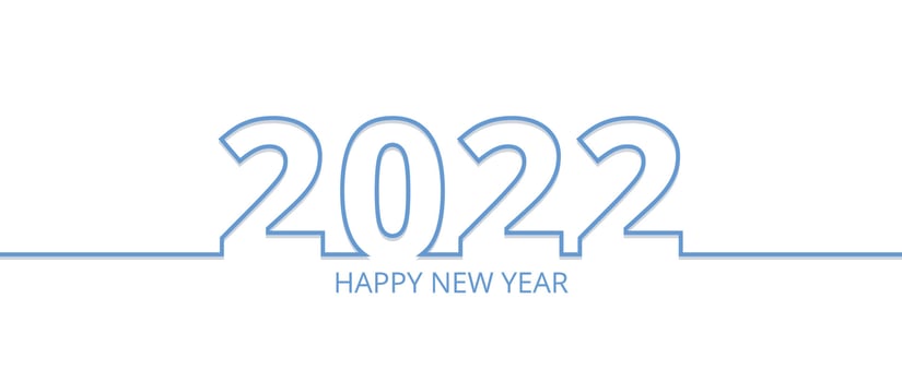 Happy new year 2022 with flat line design vector