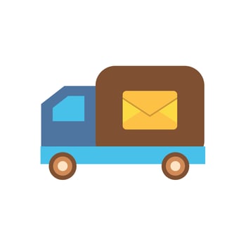 truck cart with envelope mail postal service vector