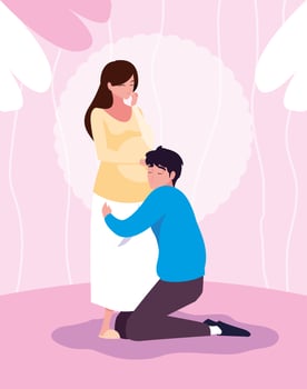 cute couple pregnancy avatar character vector
