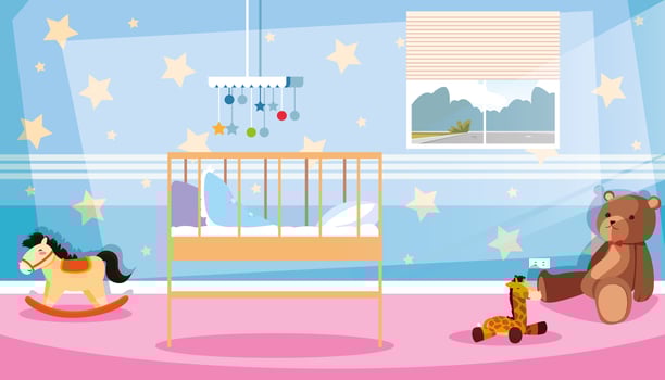 bedroom for kids with decoration and toys vector