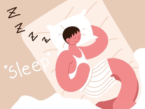 young man sleeping on bed vector