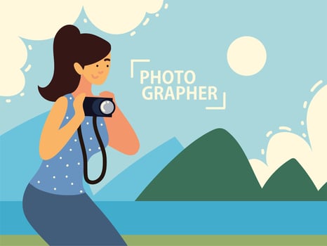 photographer female character vector