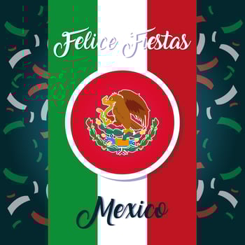 felices fiestas mexico label with Mexican flag vector