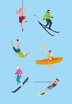 group of people practicing sports extreme vector