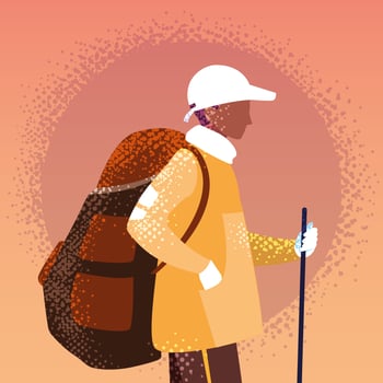 man traveler with backpack avatar character vector