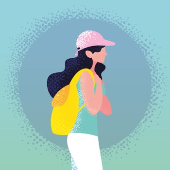 young woman with sportswear avatar character vector