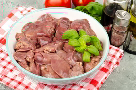 Raw chicken liver for cooking. Studio Photo. photo