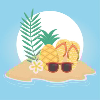 summer travel and vacation flip flops pineapple sunglasses tropical beach flower vector