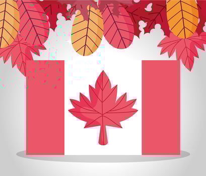 Canadian flag and autumn leaves vector design