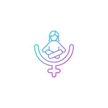 Female gender identity gradient linear vector icon. Feminist therapy. Women empowerment. Mindfulness movement. Thin line color symbol. Modern style pictogram. Vector isolated outline drawing