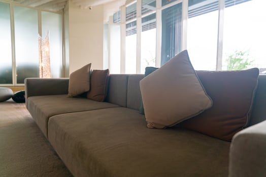 close-up comfortable pillows on sofa photo