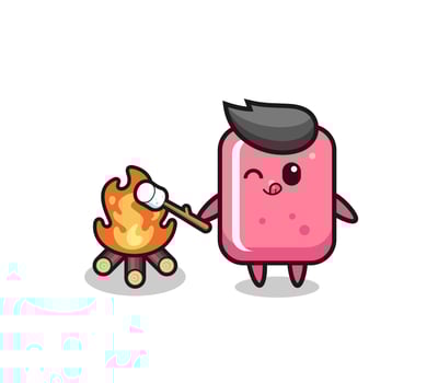 bubble gum character is burning marshmallow vector