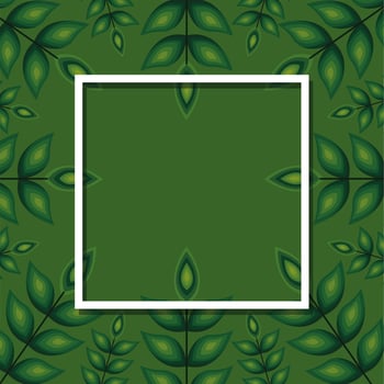 frame with white color in a green leaves background vector