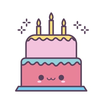birthday cake smiling of red and pink color vector
