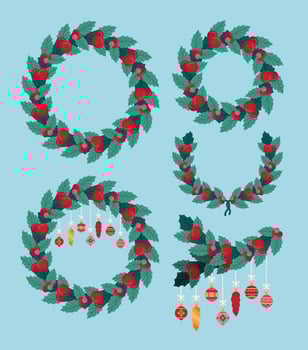 pretty christmas wreath vector