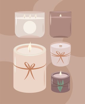 five nice candles vector