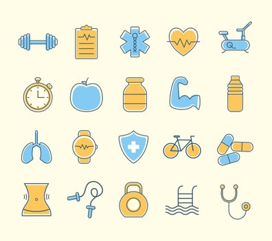 bundle of fitness and health icons vector
