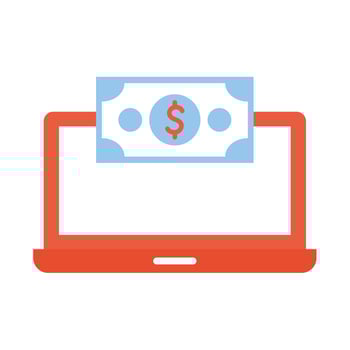 laptop with one dollar in the top vector