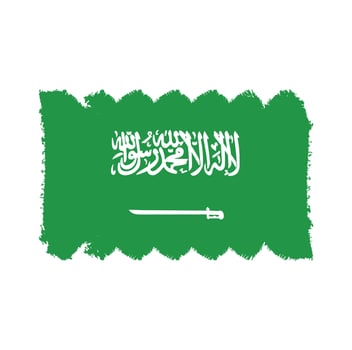 Arab Saudi Flag With Watercolor Painted Brush vector
