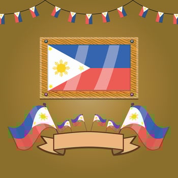 Philippines Flags On Frame Wood, Labe vector