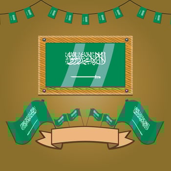 Saudi Arabia Flags On Frame Wood, Label vector