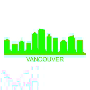 Vancouver skyline on white background vector