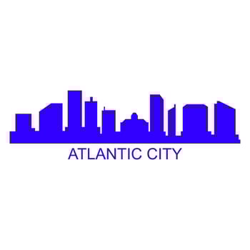 Atlantic city skyline on white background vector