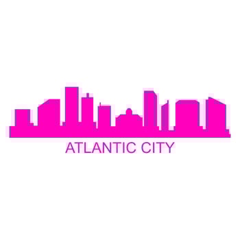 Atlantic city skyline on white background vector