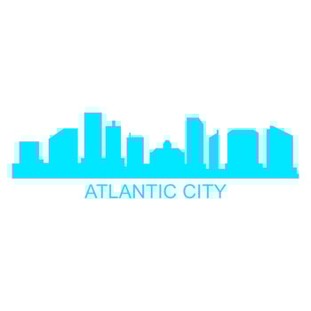 Atlantic city skyline on white background vector