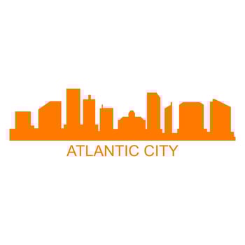 Atlantic city skyline on white background vector