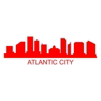 Atlantic city skyline on white background vector