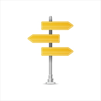 Realistic yellow street and road signs. City illustration vector. Street traffic sign mockup isolated, signboard or signpost direction mock up image 15 vector