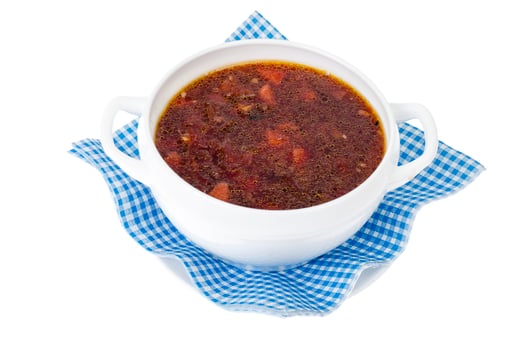 Russian national dish, beetroot soup. Studio Photo
