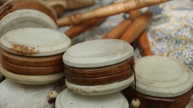 Traditional Indonesian children's toys made of wood photo
